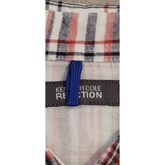 Kenneth Cole Reaction Men's Red Striped Long Sleeve‎ Button Down Shirt Size XL - Picture 9 of 16